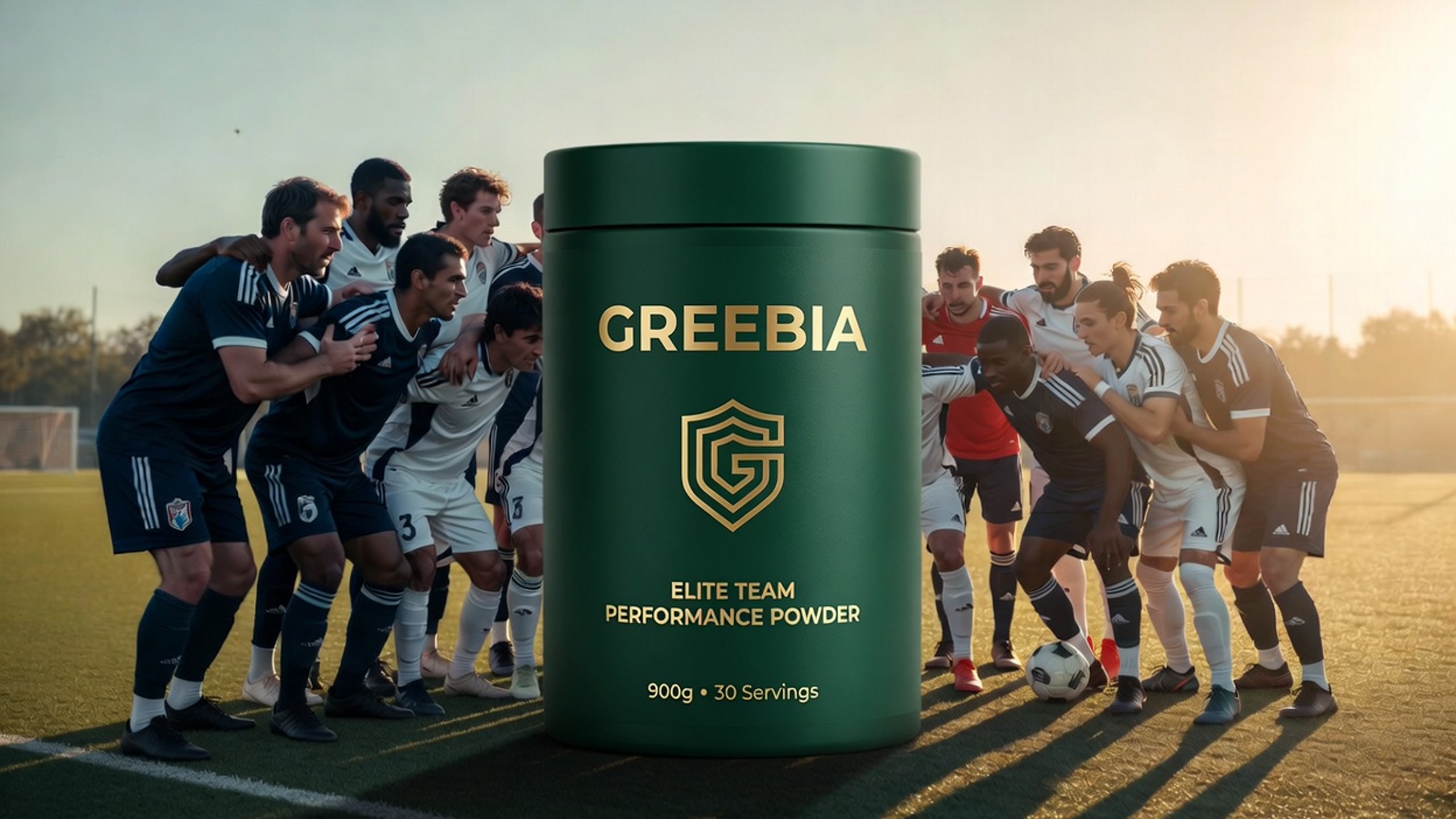 Diverse professional sports team in powerful huddle - Greebia premium team performance